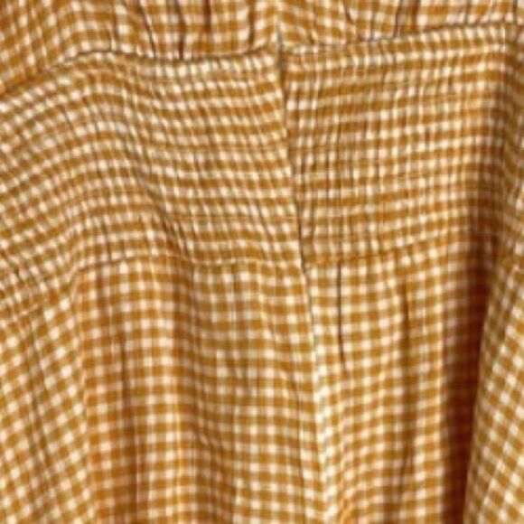 Urban Outfitters Dress Forum Orange White Gingham Smocked Mini Dress - M - Picture 3 of 11